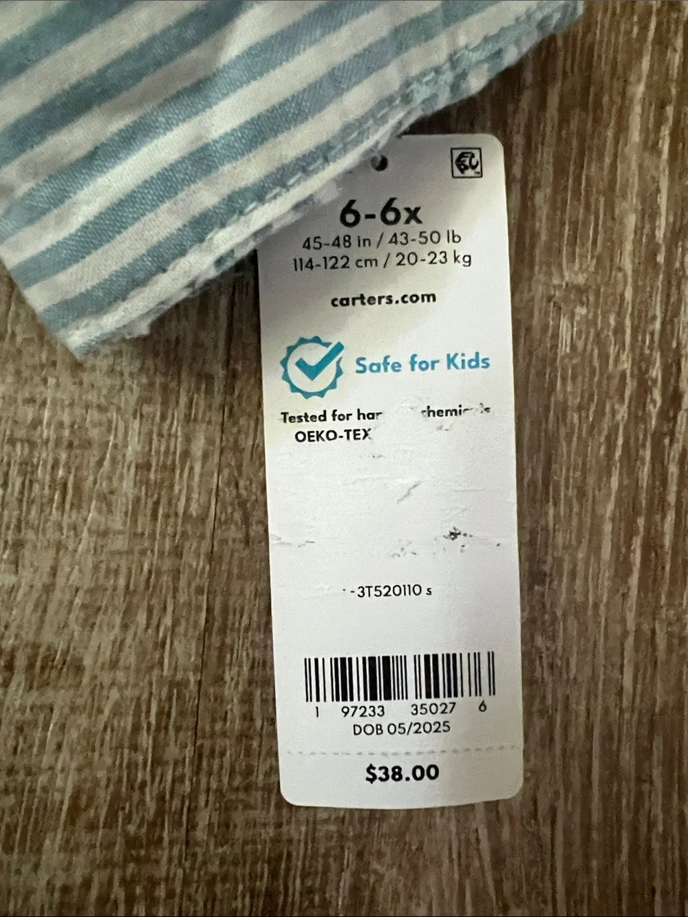 Carters NWT Striped Button Down Long Sleeve Dress with Sash size 6/6x